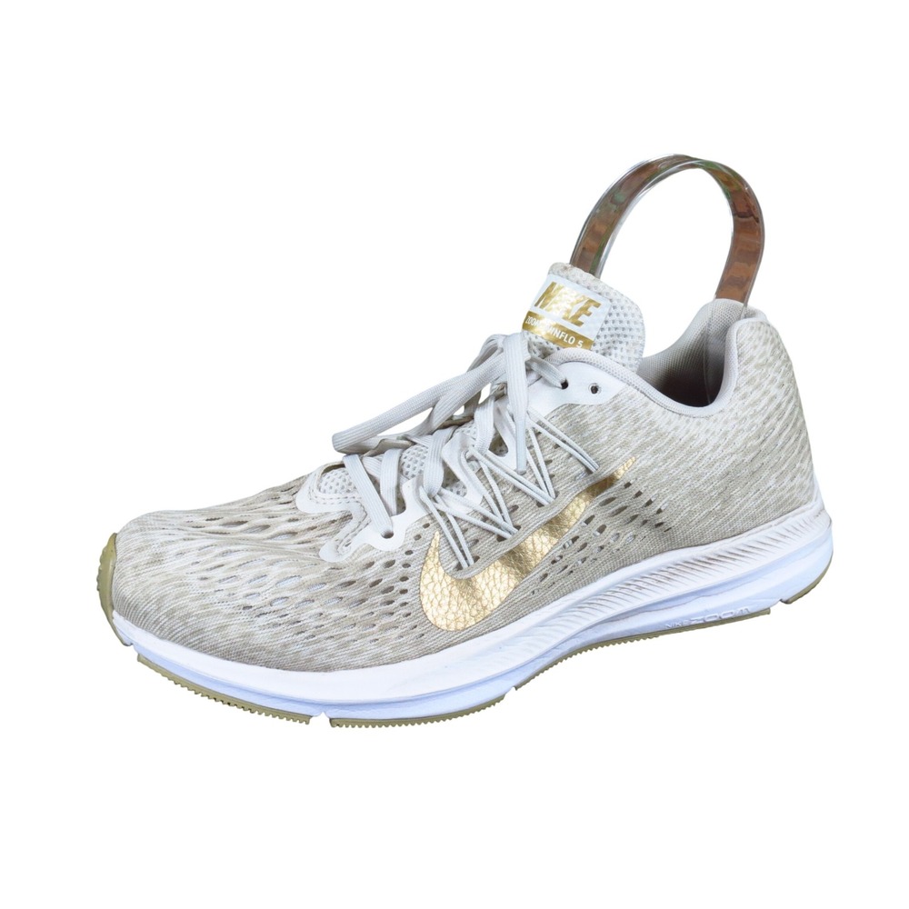 Nike Air Zoom Winflo 5 Women Running Shoes Size 8.5 Athletic Desert Sand Gold